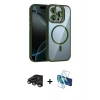 MARSİLYAN™- iPhone 15 Pro Max Kılıf Yadigar Asil Koleksiyonu - Siyah 3D Antistatik Seramik Nano Ekran Koruyucu + Raze Metal Kamera Lens - TMGI