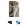 MARSİLYAN™- iPhone 15 Pro Max Kılıf Yadigar Asil Koleksiyonu - Siyah 3D Antistatik Seramik Nano Ekran Koruyucu + Raze Metal Kamera Lens - LT