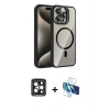 MARSİLYAN™- iPhone 15 Pro Max Kılıf Yadigar Asil Koleksiyonu - Siyah 3D Antistatik Seramik Nano Ekran Koruyucu + PVD Metal Kamera Lens - SH