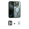 MARSİLYAN™- iPhone 15 Pro Max Kılıf Yadigar Asil Koleksiyonu - Siyah Bilvis 0.18mm Plus Cam Ekran Koruyucu + PVD Metal Kamera Lens - LT