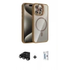 MARSİLYAN™- iPhone 15 Pro Max Kılıf Yadigar Asil Koleksiyonu - Siyah Bilvis 0.18mm Plus Cam Ekran Koruyucu + Siyah Raze Metal Kamera Lens