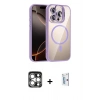 MARSİLYAN™- iPhone 15 Pro Max Kılıf Yadigar Asil Koleksiyonu - Siyah Bilvis 0.18mm Plus Cam Ekran Koruyucu + PVD Metal Kamera Lens - GS