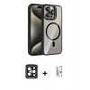 MARSİLYAN™- iPhone 15 Pro Max Kılıf Yadigar Asil Koleksiyonu - Siyah Bilvis 0.18mm Plus Cam Ekran Koruyucu + Siyah PVD Metal Kamera Lens