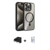 MARSİLYAN™- iPhone 15 Pro Max Kılıf Yadigar Asil Koleksiyonu - Siyah Bilvis 0.18mm Plus Cam Ekran Koruyucu + Siyah Raze Metal Kamera Lens