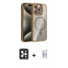 MARSİLYAN™- iPhone 15 Pro Max Kılıf Yadigar Asil Koleksiyonu - Siyah Bilvis 0.18mm Plus Cam Ekran Koruyucu + Siyah PVD Metal Kamera Lens