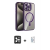 MARSİLYAN™- iPhone 15 Pro Max Kılıf Yadigar Asil Koleksiyonu - Siyah Bilvis 0.18mm Plus Cam Ekran Koruyucu + Siyah PVD Metal Kamera Lens