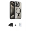 MARSİLYAN™- iPhone 15 Pro Max Kılıf Yadigar Asil Koleksiyonu - Siyah Bilvis 0.18mm Plus Cam Ekran Koruyucu + Raze Metal Kamera Lens - TMGI