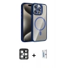 MARSİLYAN™- iPhone 15 Pro Max Kılıf Yadigar Asil Koleksiyonu - Siyah Bilvis 0.18mm Plus Cam Ekran Koruyucu + PVD Metal Kamera Lens - LT