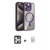 MARSİLYAN™- iPhone 15 Pro Max Kılıf Yadigar Asil Koleksiyonu - Siyah Bilvis 0.18mm Plus Cam Ekran Koruyucu + PVD Metal Kamera Lens - GS