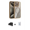 MARSİLYAN™- iPhone 15 Pro Max Kılıf Yadigar Asil Koleksiyonu - Siyah Bilvis 0.18mm Plus Cam Ekran Koruyucu + Raze Metal Kamera Lens - TMGI