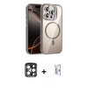MARSİLYAN™- iPhone 15 Pro Max Kılıf Yadigar Asil Koleksiyonu - Siyah Bilvis 0.18mm Plus Cam Ekran Koruyucu + PVD Metal Kamera Lens - LT