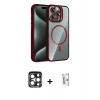 MARSİLYAN™- iPhone 15 Pro Max Kılıf Yadigar Asil Koleksiyonu - Siyah Bilvis 0.18mm Plus Cam Ekran Koruyucu + PVD Metal Kamera Lens - LT