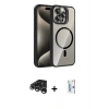 MARSİLYAN™- iPhone 15 Pro Max Kılıf Yadigar Asil Koleksiyonu - Siyah Bilvis 0.18mm Plus Cam Ekran Koruyucu + Raze Metal Kamera Lens - GS