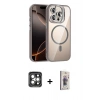 MARSİLYAN™- iPhone 15 Pro Max Kılıf Yadigar Asil Koleksiyonu - Siyah Bilvis 3D Cam Ekran Koruyucu + PVD Metal Kamera Lens - GI