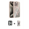 MARSİLYAN™- iPhone 15 Pro Max Kılıf Yadigar Asil Koleksiyonu - Siyah Bilvis 3D Cam Ekran Koruyucu + PVD Metal Kamera Lens - LT