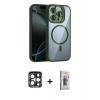 MARSİLYAN™- iPhone 15 Pro Max Kılıf Yadigar Asil Koleksiyonu - Siyah Bilvis 3D Cam Ekran Koruyucu + PVD Metal Kamera Lens - LT