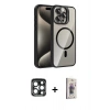 MARSİLYAN™- iPhone 15 Pro Max Kılıf Yadigar Asil Koleksiyonu - Siyah Bilvis 3D Cam Ekran Koruyucu + PVD Metal Kamera Lens - LT