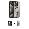 MARSİLYAN™- iPhone 15 Pro Max Kılıf Yadigar Asil Koleksiyonu - Siyah Bilvis 3D Cam Ekran Koruyucu + PVD Metal Kamera Lens - TU