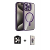 MARSİLYAN™- iPhone 15 Pro Max Kılıf Yadigar Asil Koleksiyonu - Siyah Bilvis 3D Cam Ekran Koruyucu + PVD Metal Kamera Lens - TU