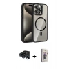 MARSİLYAN™- iPhone 15 Pro Max Kılıf Yadigar Asil Koleksiyonu - Siyah Bilvis 3D Cam Ekran Koruyucu + Raze Metal Kamera Lens - LT