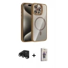 MARSİLYAN™- iPhone 15 Pro Max Kılıf Yadigar Asil Koleksiyonu - Siyah Bilvis 3D Cam Ekran Koruyucu + Raze Metal Kamera Lens - SH