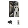 MARSİLYAN™- iPhone 15 Pro Max Kılıf Yadigar Asil Koleksiyonu - Siyah Bilvis 3D Cam Ekran Koruyucu + Raze Metal Kamera Lens - GS