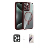 MARSİLYAN™- iPhone 15 Pro Max Kılıf Yadigar Asil Koleksiyonu - Siyah Bilvis 3D Mat Cam Ekran Koruyucu + PVD Metal Kamera Lens - LT