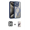 MARSİLYAN™- iPhone 15 Pro Max Kılıf Yadigar Asil Koleksiyonu - Siyah Bilvis 3D Mat Cam Ekran Koruyucu + PVD Metal Kamera Lens - LT