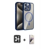 MARSİLYAN™- iPhone 15 Pro Max Kılıf Yadigar Asil Koleksiyonu - Siyah Bilvis 3D Mat Cam Ekran Koruyucu + PVD Metal Kamera Lens - SH