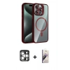 MARSİLYAN™- iPhone 15 Pro Max Kılıf Yadigar Asil Koleksiyonu - Siyah Bilvis 3D Mat Cam Ekran Koruyucu + PVD Metal Kamera Lens - GS