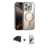 MARSİLYAN™- iPhone 15 Pro Max Kılıf Yadigar Asil Koleksiyonu - Siyah Bilvis 3D Mat Cam Ekran Koruyucu + Raze Metal Kamera Lens - LT