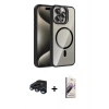 MARSİLYAN™- iPhone 15 Pro Max Kılıf Yadigar Asil Koleksiyonu - Siyah Bilvis 3D Mat Cam Ekran Koruyucu + Raze Metal Kamera Lens - LT
