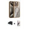 MARSİLYAN™- iPhone 15 Pro Max Kılıf Yadigar Asil Koleksiyonu - Siyah Bilvis 3D Mat Cam Ekran Koruyucu + Raze Metal Kamera Lens - LT