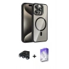 MARSİLYAN™- iPhone 15 Pro Max Kılıf Yadigar Asil Koleksiyonu - Siyah Bilvis 5in1 3D Magic Cam Ekran Koruyucu + Raze Metal Kamera Lens - LT