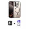 MARSİLYAN™- iPhone 15 Pro Max Kılıf Yadigar Asil Koleksiyonu - Siyah Bilvis 5in1 3D Magic Cam Ekran Koruyucu + PVD Metal Kamera Lens - SH