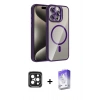 MARSİLYAN™- iPhone 15 Pro Max Kılıf Yadigar Asil Koleksiyonu - Siyah Bilvis 5in1 3D Magic Cam Ekran Koruyucu + PVD Metal Kamera Lens - SH