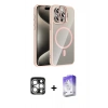 MARSİLYAN™- iPhone 15 Pro Max Kılıf Yadigar Asil Koleksiyonu - Siyah Bilvis 5in1 3D Magic Cam Ekran Koruyucu + PVD Metal Kamera Lens - GS