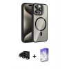 MARSİLYAN™- iPhone 15 Pro Max Kılıf Yadigar Asil Koleksiyonu - Siyah Bilvis 5in1 3D Magic Cam Ekran Koruyucu + Raze Metal Kamera Lens - SH