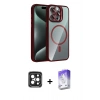 MARSİLYAN™- iPhone 15 Pro Max Kılıf Yadigar Asil Koleksiyonu - Siyah Bilvis 5in1 3D Magic Cam Ekran Koruyucu + PVD Metal Kamera Lens - SH