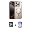 MARSİLYAN™- iPhone 15 Pro Max Kılıf Yadigar Asil Koleksiyonu - Siyah Bilvis 5in1 3D Magic Cam Ekran Koruyucu + PVD Metal Kamera Lens - LT