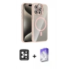 MARSİLYAN™- iPhone 15 Pro Max Kılıf Yadigar Asil Koleksiyonu - Siyah Bilvis 5in1 3D Magic Cam Ekran Koruyucu + PVD Metal Kamera Lens - SH