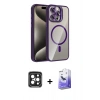 MARSİLYAN™- iPhone 15 Pro Max Kılıf Yadigar Asil Koleksiyonu - Siyah Bilvis 5in1 5D Magic Hayalet Cam Ekran Koruyucu + PVD Metal Kamera Lens - SH