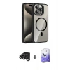 MARSİLYAN™- iPhone 15 Pro Max Kılıf Yadigar Asil Koleksiyonu - Siyah Bilvis 5in1 5D Magic Hayalet Cam Ekran Koruyucu + Raze Metal Kamera Lens - TMGI