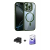 MARSİLYAN™- iPhone 15 Pro Max Kılıf Yadigar Asil Koleksiyonu - Siyah Bilvis 5in1 5D Magic Hayalet Cam Ekran Koruyucu + Raze Metal Kamera Lens - TMGI