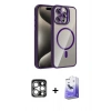 MARSİLYAN™- iPhone 15 Pro Max Kılıf Yadigar Asil Koleksiyonu - Siyah Bilvis 5in1 5D Magic Hayalet Cam Ekran Koruyucu + PVD Metal Kamera Lens - GS