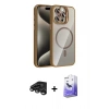 MARSİLYAN™- iPhone 15 Pro Max Kılıf Yadigar Asil Koleksiyonu - Siyah Bilvis 5in1 5D Magic Hayalet Cam Ekran Koruyucu + Raze Metal Kamera Lens - TMGI
