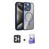 MARSİLYAN™- iPhone 15 Pro Max Kılıf Yadigar Asil Koleksiyonu - Siyah Bilvis 5in1 5D Magic Hayalet Cam Ekran Koruyucu + PVD Metal Kamera Lens - SH
