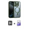 MARSİLYAN™- iPhone 15 Pro Max Kılıf Yadigar Asil Koleksiyonu - Siyah Bilvis 5in1 5D Magic Hayalet Cam Ekran Koruyucu + PVD Metal Kamera Lens - SH