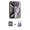 MARSİLYAN™- iPhone 15 Pro Max Kılıf Yadigar Asil Koleksiyonu - Siyah Bilvis 5in1 5D Magic Hayalet Cam Ekran Koruyucu + PVD Metal Kamera Lens - GI