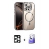 MARSİLYAN™- iPhone 15 Pro Max Kılıf Yadigar Asil Koleksiyonu - Siyah Bilvis 5in1 5D Magic Hayalet Cam Ekran Koruyucu + PVD Metal Kamera Lens - LT